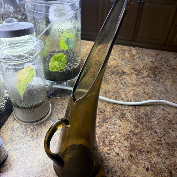 Vintage Amber Glass Pitcher - Picture 2 of 3